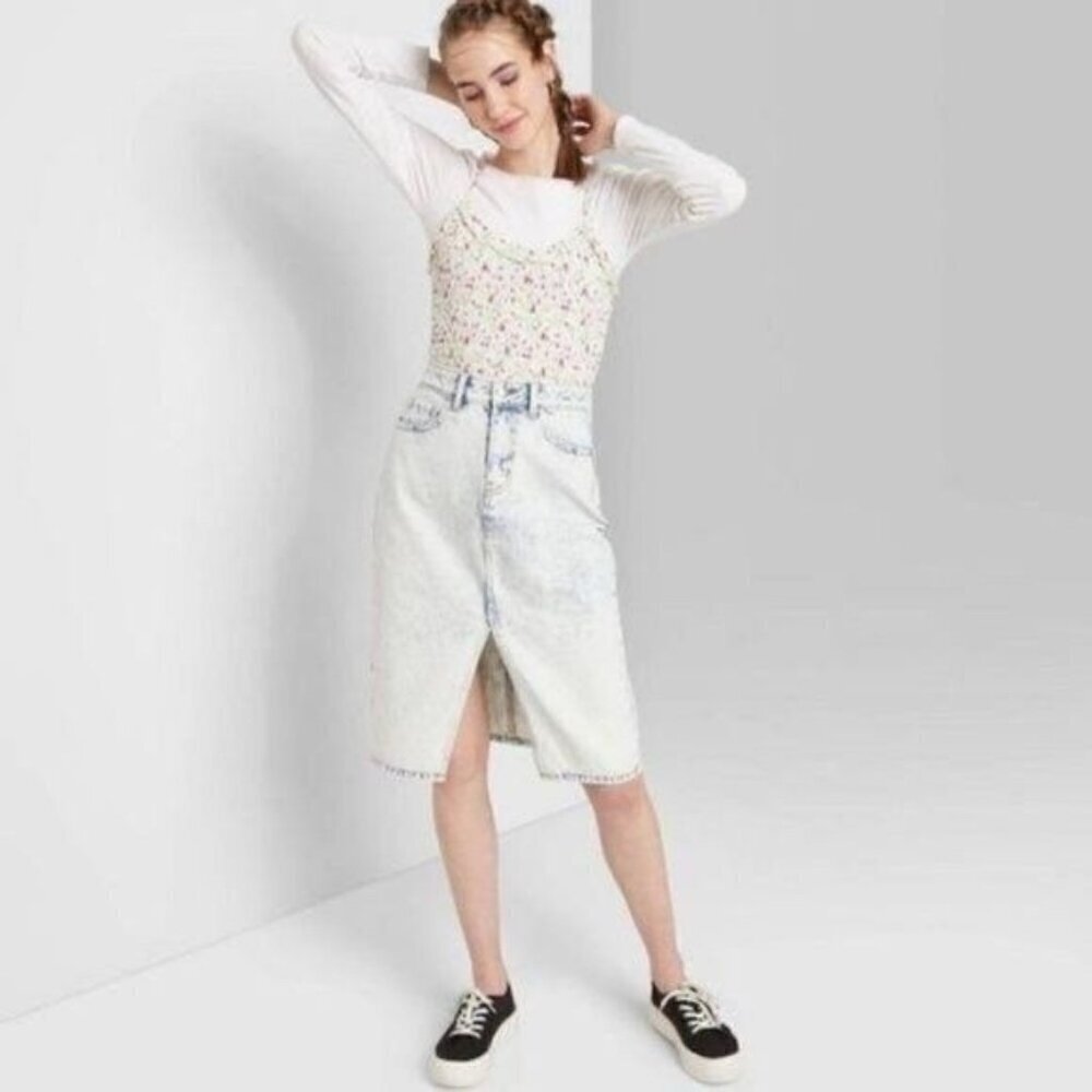 NEW Wild Fable Acid Wash Denim Skirt